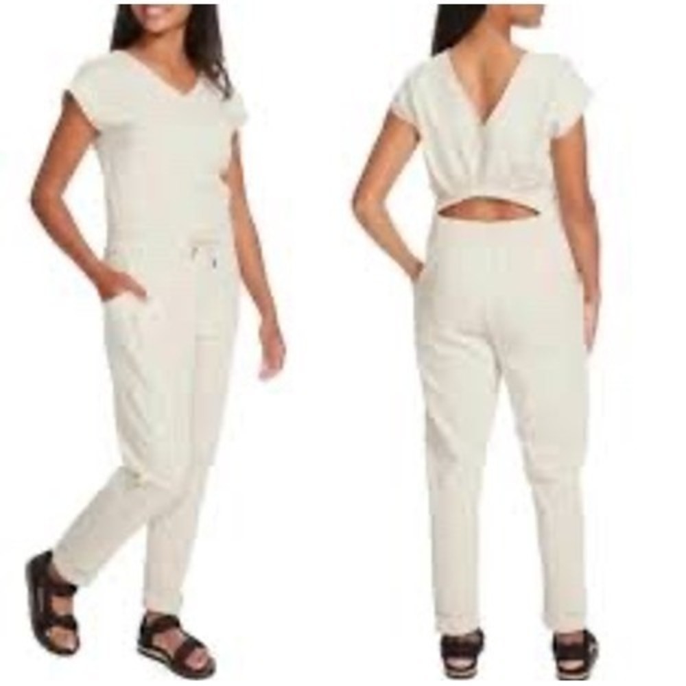 Patagonia cream organic Cotton roaming jumpsuit women's size XL brand new casual